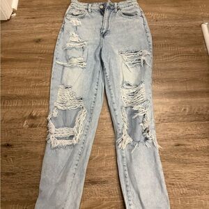 H&M Light Blue Distressed Boyfriend Jeans